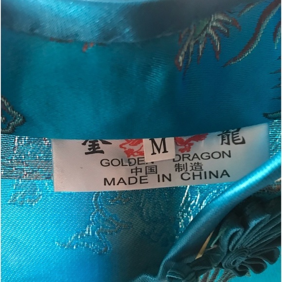 🐉 STUNNING *NEW* TURQUOISE CHINESE CHEONGSHAM QIPAO DRESS 👗 SIZE MED US SZ 2 - Picture 9 of 14
